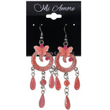Mi Amore Butterfly Dangle-Earrings Pink/Silver-Tone