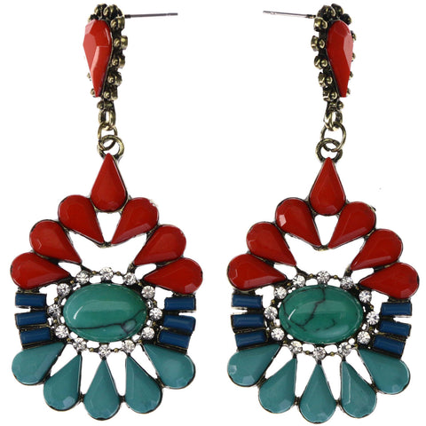 Mi Amore Antiqued Drop-Dangle-Earrings Multicolor/Gold-Tone