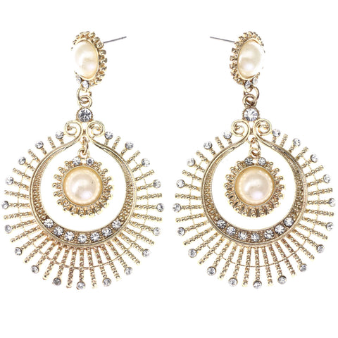 Mi Amore Drop-Dangle-Earrings Gold-Tone/White