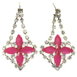 Mi Amore Flower Dangle-Earrings Silver-Tone/Pink
