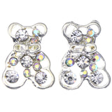 Mi Amore AB Finish Teddy Bear Stud-Earrings Silver-Tone