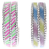 Mi Amore Unique Textured,Glitter Hoop-Earrings Multicolor & Silver-Tone