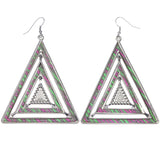 Mi Amore Striped Glitter Dangle-Earrings Green & Pink