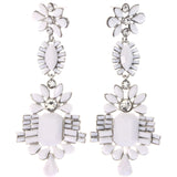 Mi Amore Flower Drop-Dangle-Earrings White/Silver-Tone