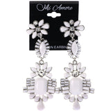 Mi Amore Flower Drop-Dangle-Earrings White/Silver-Tone