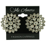 Silver-Tone Metal Stud-Earrings Crystal Accents