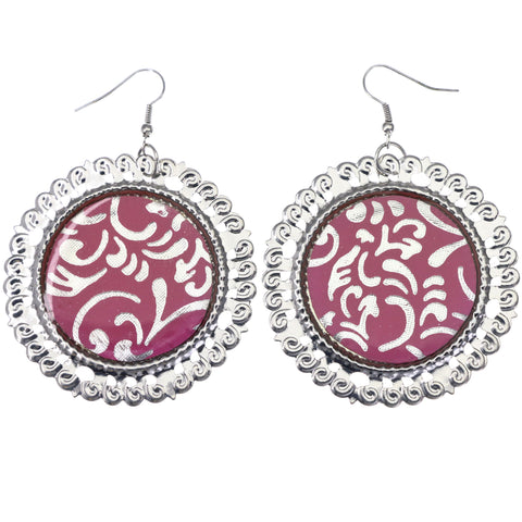 Mi Amore Flower Dangle-Earrings Pink/Silver-Tone