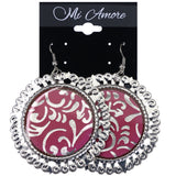 Mi Amore Flower Dangle-Earrings Pink/Silver-Tone