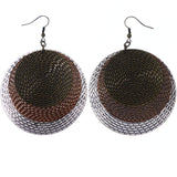 Mi Amore Textured Dangle-Earrings Brown/Silver-Tone