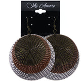 Mi Amore Textured Dangle-Earrings Brown/Silver-Tone