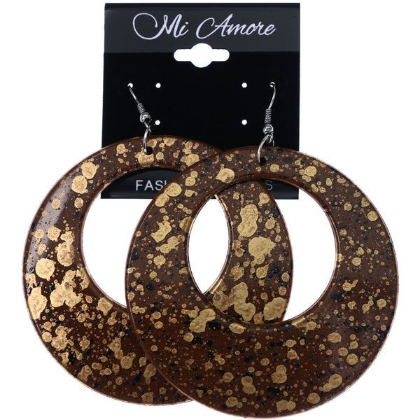 Mi Amore Paint Splatter Dangle-Earrings Brown/Black