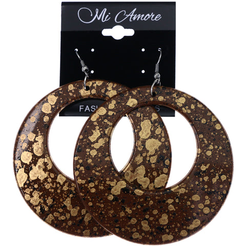 Mi Amore Paint Splatter Dangle-Earrings Brown/Black