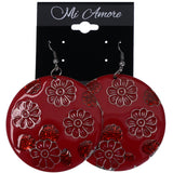 Mi Amore Flower Dangle-Earrings Red/Silver-Tone