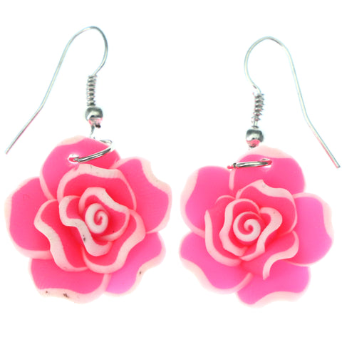 Mi Amore Flower Dangle-Earrings Pink/White
