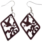 Mi Amore Bird Tree Dangle-Earrings Purple & Silver-Tone