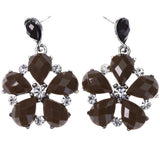 Mi Amore Flower Drop-Dangle-Earrings Brown/Silver-Tone