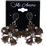 Mi Amore Flower Drop-Dangle-Earrings Brown/Silver-Tone