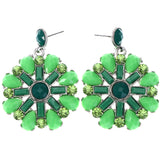 Mi Amore Flower Drop-Dangle-Earrings Green/Silver-Tone