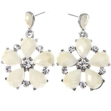 Mi Amore Flower Drop-Dangle-Earrings White/Silver-Tone