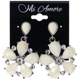 Mi Amore Flower Drop-Dangle-Earrings White/Silver-Tone