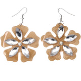 Mi Amore Flower Dangle-Earrings Brown/Silver-Tone