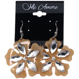 Mi Amore Flower Dangle-Earrings Brown/Silver-Tone
