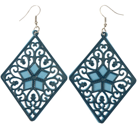 Mi Amore Flower Dangle-Earrings Blue