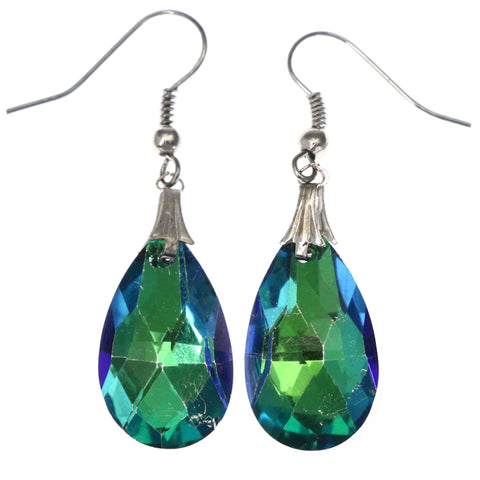 Mi Amore Faceted  Dangle-Earrings Green/Blue