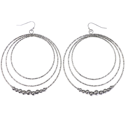 Mi Amore Textured Dangle-Earrings Silver-Tone