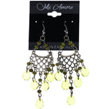 Mi Amore Faceted Antiqued Dangle-Earrings Silver-Tone & Green