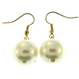 Gold-Tone Metal Dangle-Earrings With White Bead Accents
