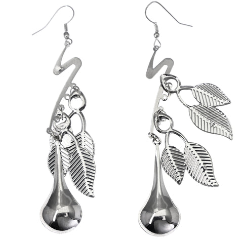 Mi Amore Leaf Dangle-Earrings Silver-Tone