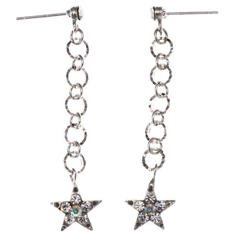 Mi Amore Star Drop-Dangle-Earrings Silver-Tone