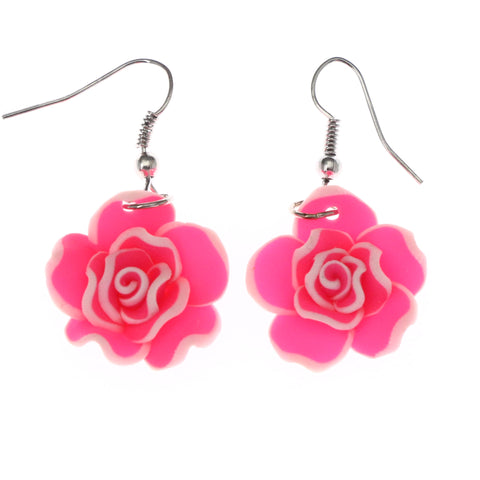 Mi Amore Flower Dangle-Earrings Pink/White