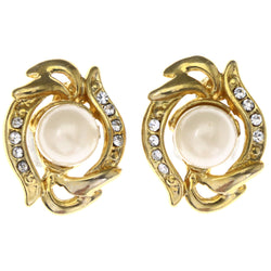 Mi Amore Stud-Earrings Gold-Tone/White