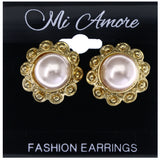 Mi Amore Stud-Earrings Gold-Tone/White