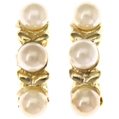 Mi Amore Stud-Earrings Gold-Tone/White