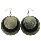 Silver-Tone & Black Metal Dangle-Earrings
