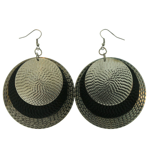 Silver-Tone & Black Metal Dangle-Earrings