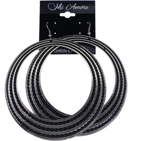 Mi Amore Dangle-Earrings Silver-Tone/Black