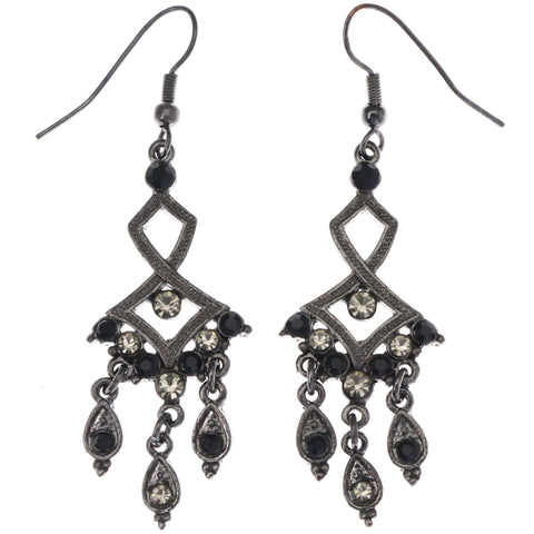 Mi Amore Antiqued Dangle-Earrings Silver-Tone/Black
