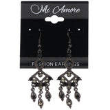 Mi Amore Antiqued Dangle-Earrings Silver-Tone/Black