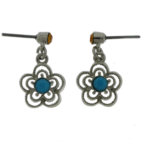 Mi Amore Flower Dangle-Earrings Silver-Tone/Multicolor
