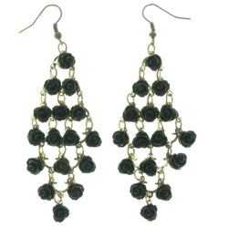 Black & Gold-Tone Colored Metal Chandelier-Earrings