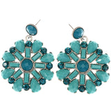 Mi Amore Flower Drop-Dangle-Earrings Blue/Silver-Tone