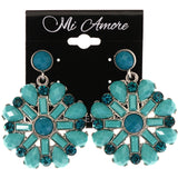 Mi Amore Flower Drop-Dangle-Earrings Blue/Silver-Tone