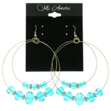 Silver-Tone Metal Dangle-Earrings With Blue Crystal Accents