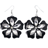 Mi Amore Flower Dangle-Earrings Black/Silver-Tone