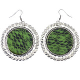 Mi Amore Snake Scale Pattern Dangle-Earrings Green/Silver-Tone