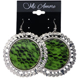 Mi Amore Snake Scale Pattern Dangle-Earrings Green/Silver-Tone